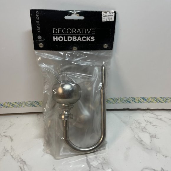 Cambria Transitions - Drapery holdbacks - banded ball brushed nickel 2 pieces - Picture 1 of 2